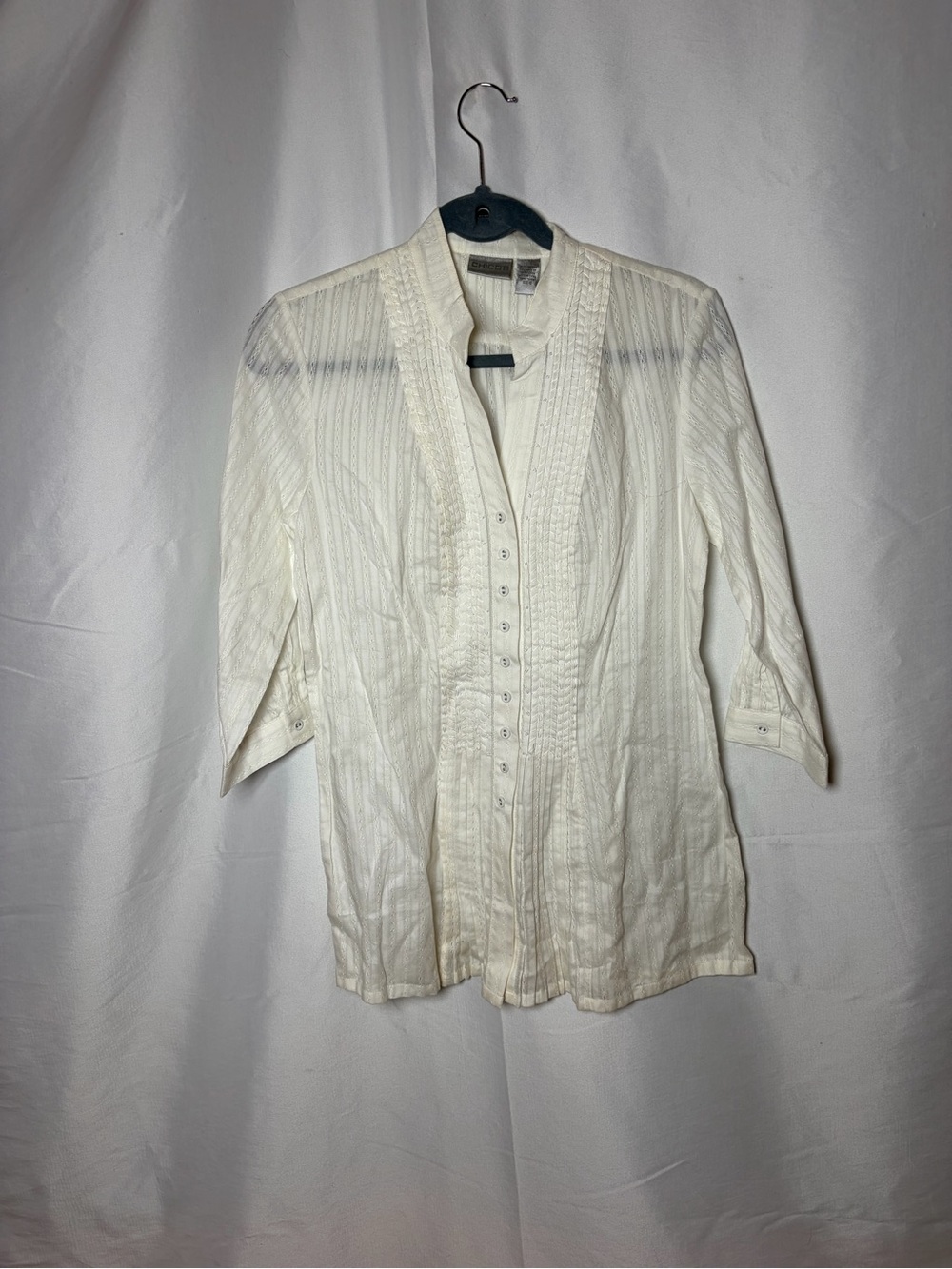 Chico's Cream Lightweight Button-Front Tunic Shirt Jacket